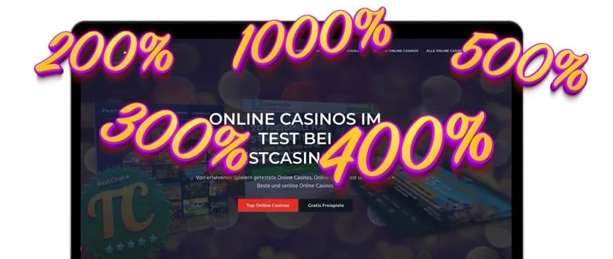Bonus de dépôt de Casino en ligne: 200%, 300%, 400% et plus